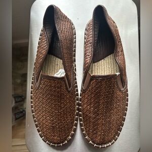 Massimo Dutti Brown Leather Woven Loafers